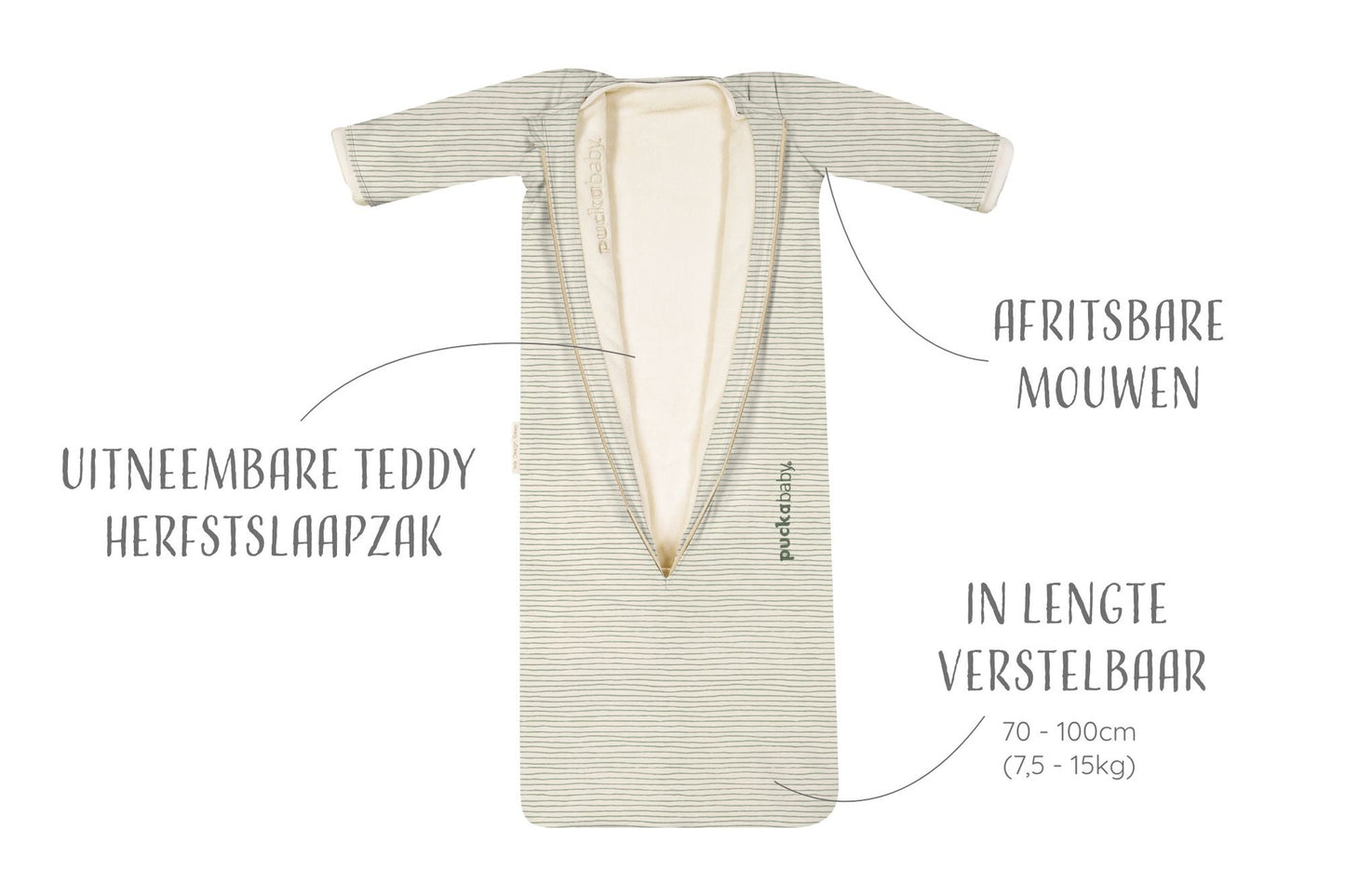 Puckababy Slaapzak 4 seizoenen 6 maanden tot 2,5 jaar Green