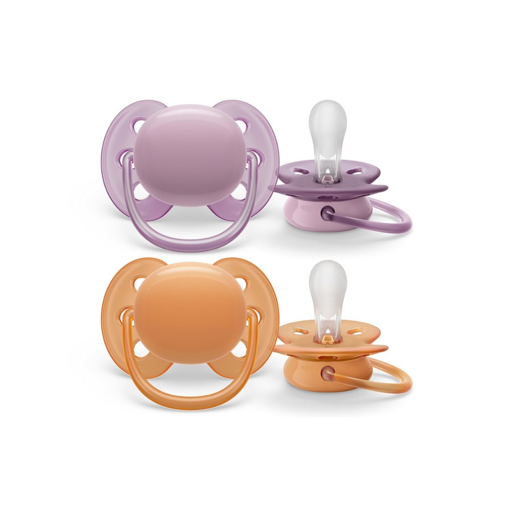 Philips AVENT Fopspeen 6 - 18 maanden Ultra Soft lila, oranje - 2 stuks