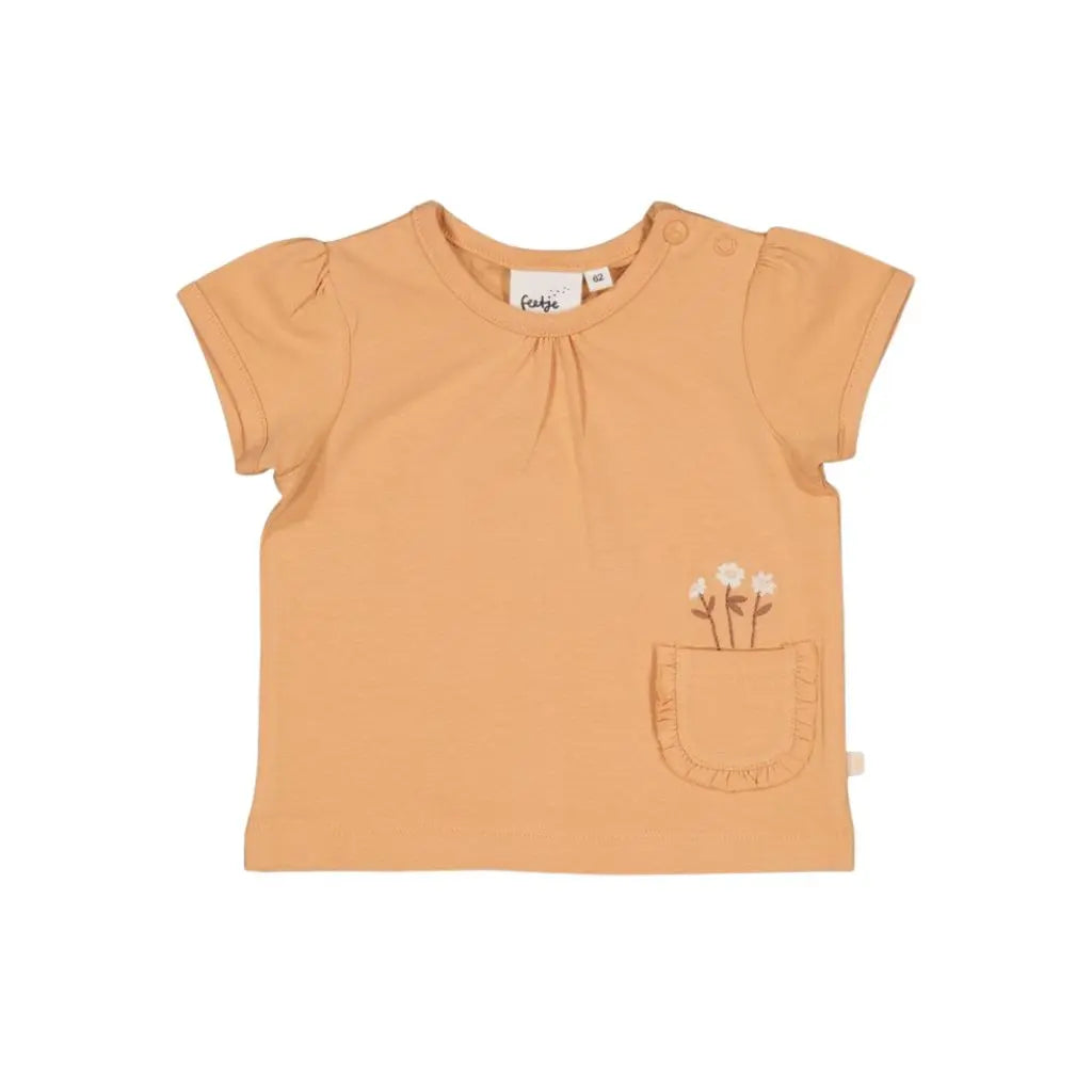 Feetje T-shirt - Flower Field m 62 Apricot Meisjes