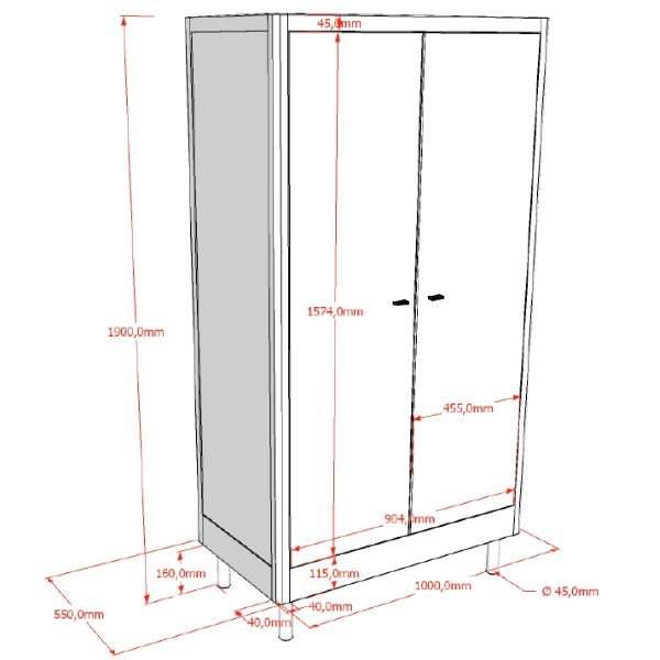 Jaxx Kleerkast 2 deuren Forrest Beuk wit
