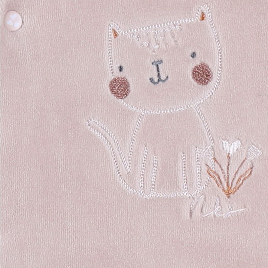 Noukie's Pyjama velours Nappy cat unisexe rose