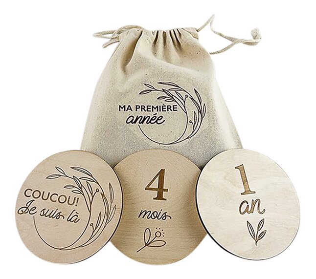 Minimou Milestone Cards Wood Frans - 13 stuks