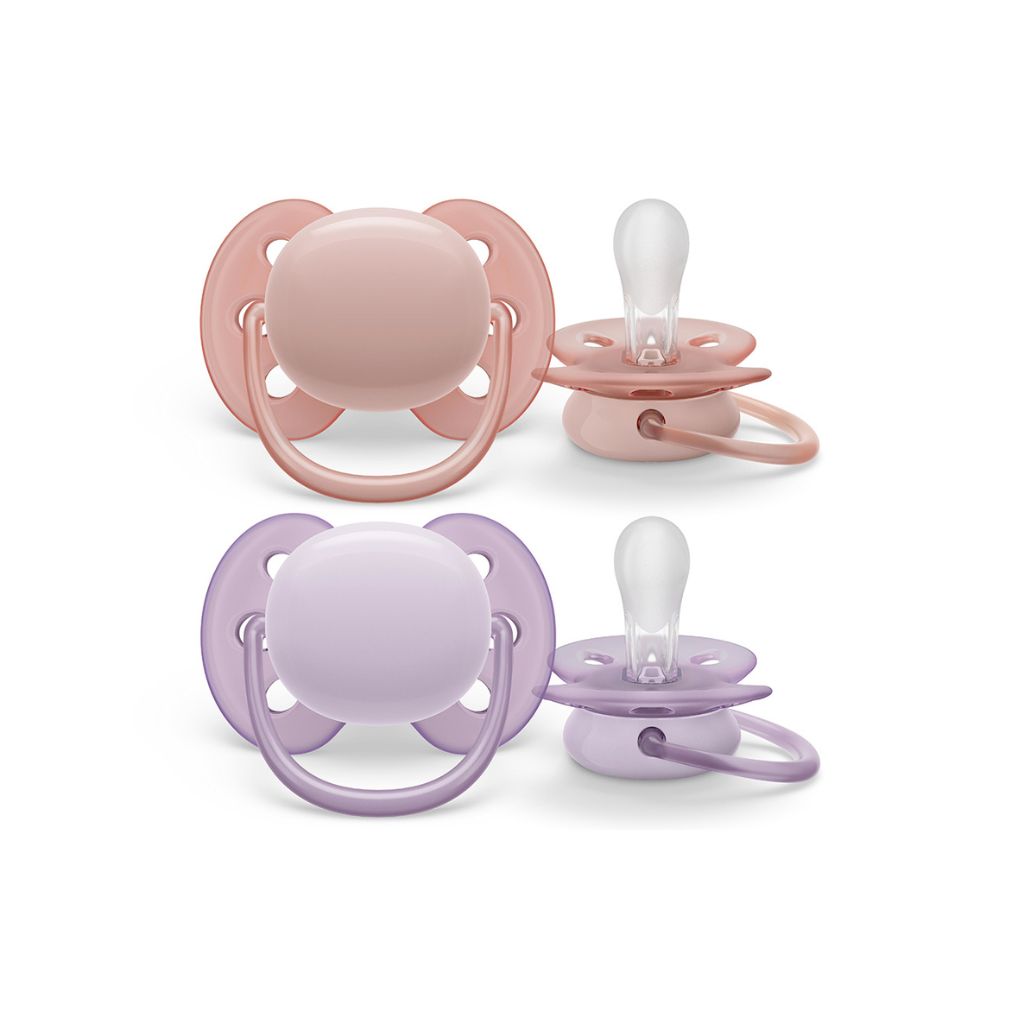 Philips AVENT Fopspeen + 0 maanden Ultra Soft lila, roze - 2 stuks