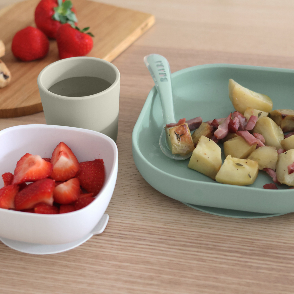 Béaba Set repas 4 pièces silicone Sage Green