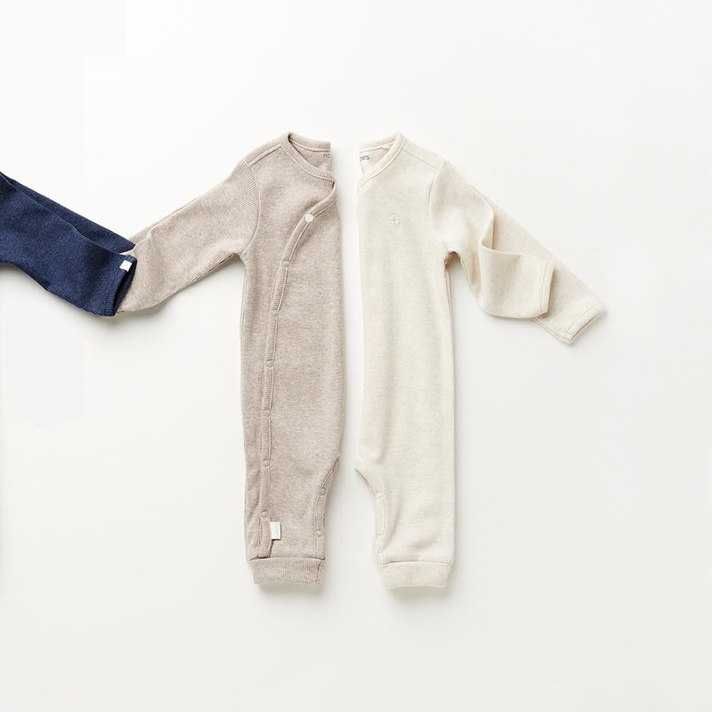 Noppies Pyjama Rib Nevis overslag Taupe melange maat 44