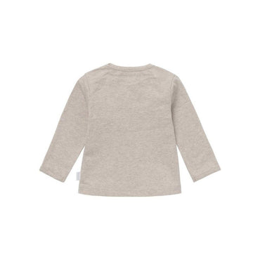 T-shirt lange mouw, Hester met tekst, m 68, Taupe Melange, noppies uniseks