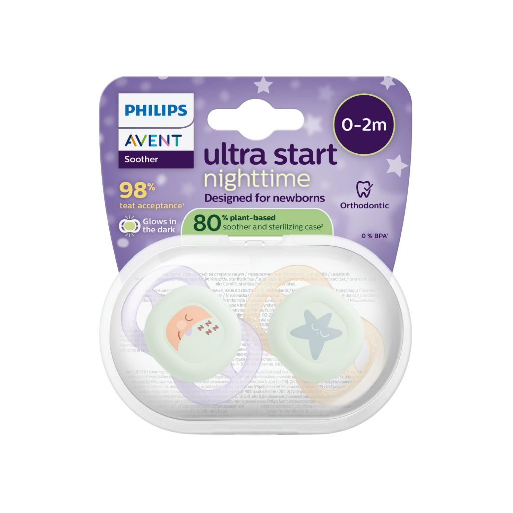 AVENT Sucette 0-2 mois Ultra Start Night couleur/design mystère - 2 pièces