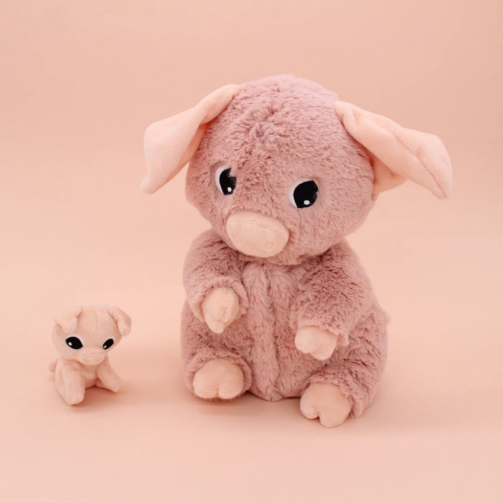 Les Déglingos Peluche Barbekiou cochon Maman et Bébé Rose Ptipotos