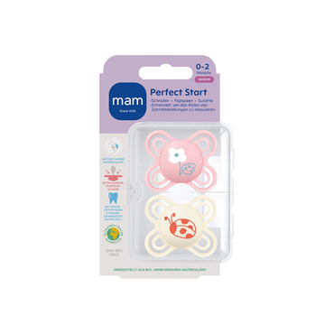 MAM Sucette + 0 mois Perfect Start Silicone rose/jaune clair