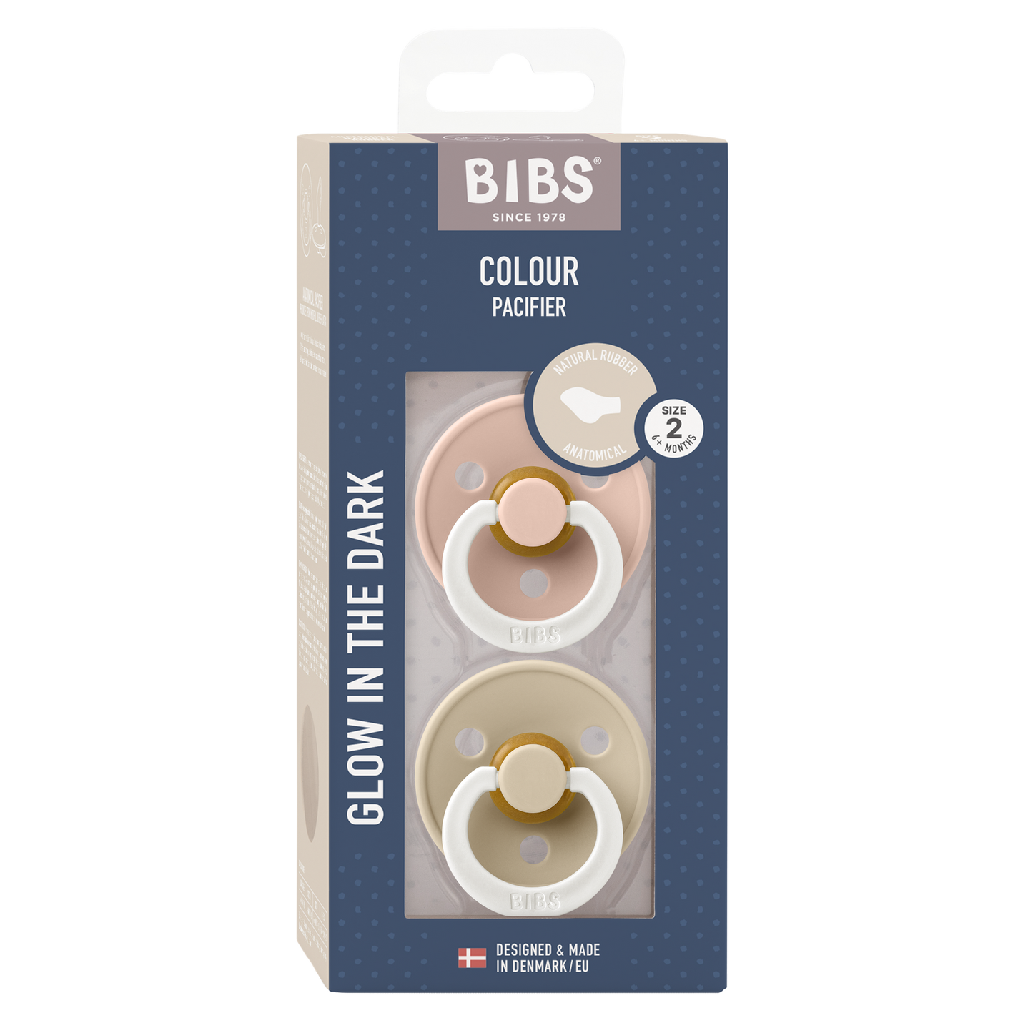 Bibs Sucette 6 - 18 mois Glow in the dark Vanilla/Blush - 2 pièces