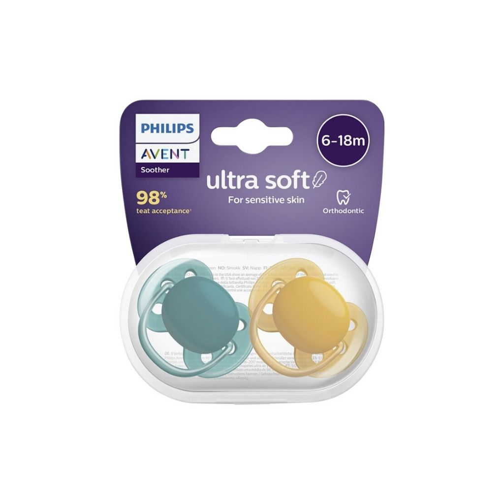Philips AVENT Fopspeen + 6 maanden Ultra Soft groen/geel - 2 stuks