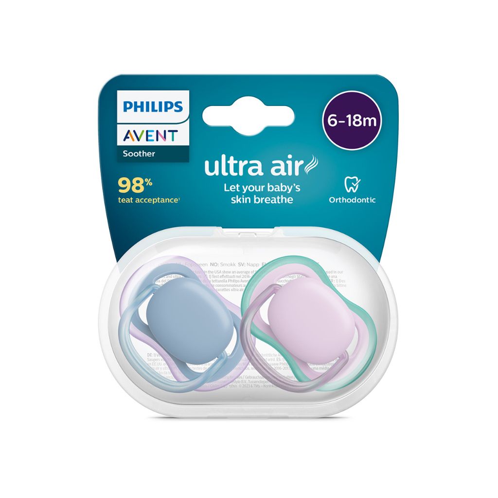 Philips AVENT Fopspeen + 6 maanden Ultra Air lila, blauw - 2 stuks