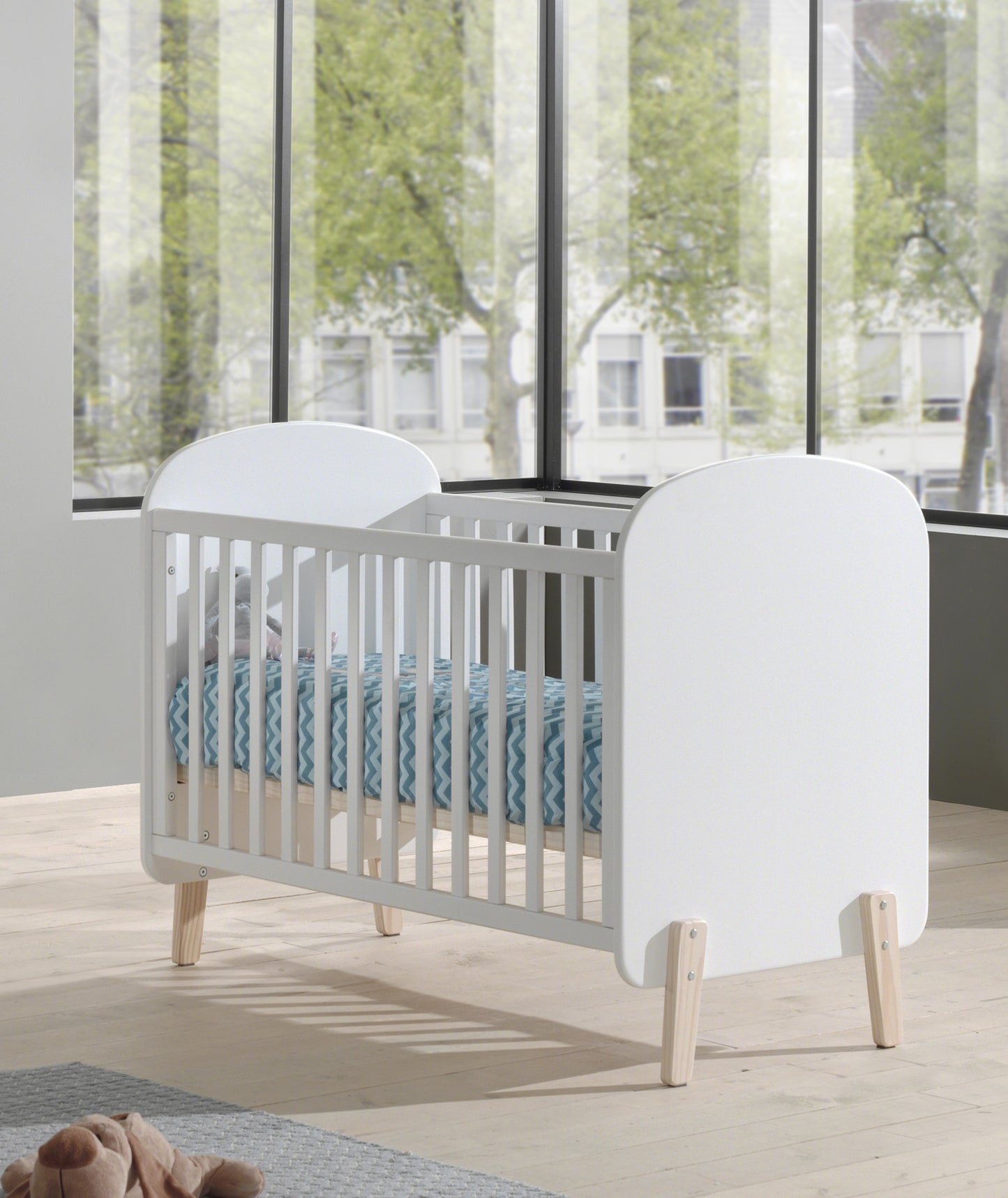 Jaxx 3-delige babykamer (bed + commmode met verlengstuk + kast met 3 deuren) Kiddy wit