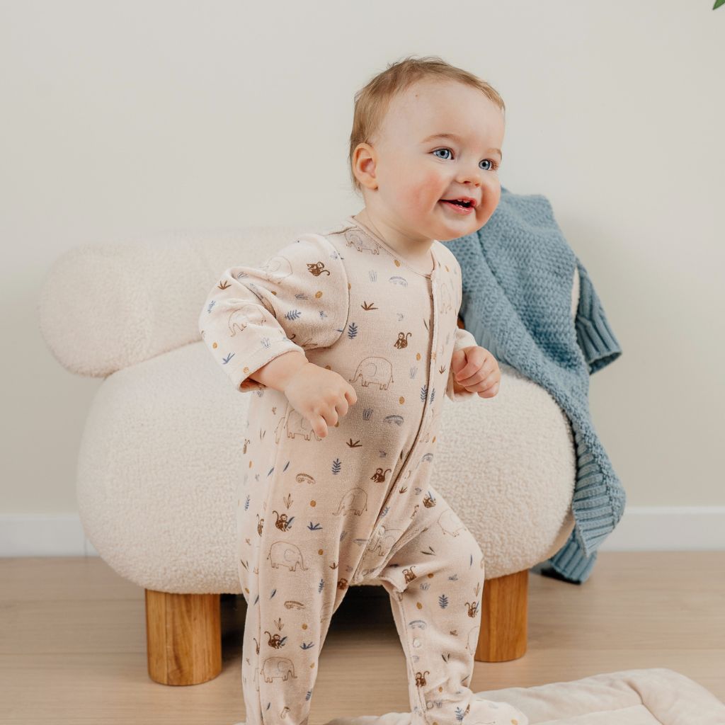 Noukie's Pyjama velours beige Jungle unisexe