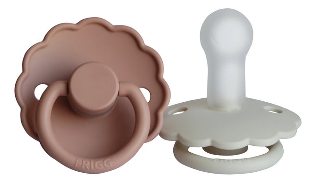 FRIGG Sucette + 6 mois Daisy silicone Blush/Cream - 2 pièces