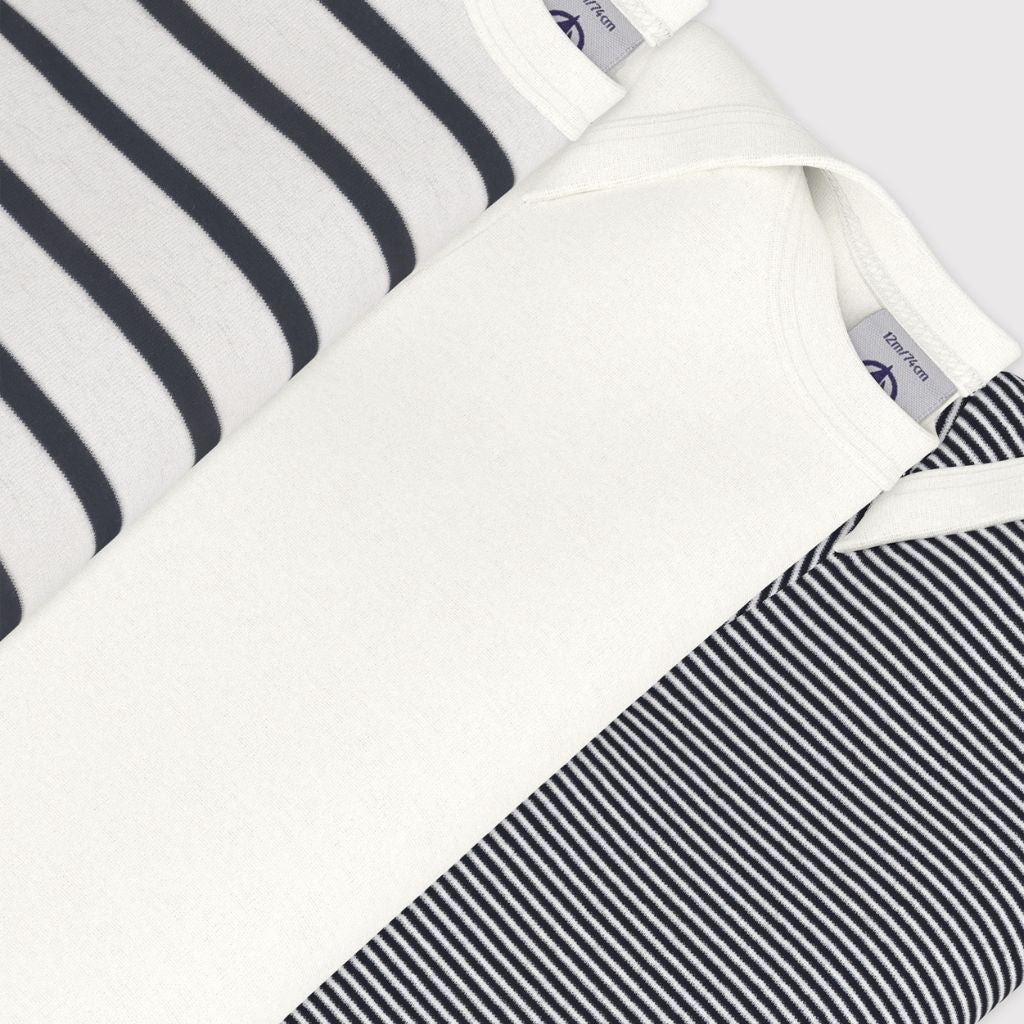 Petit Bateau Body met korte mouwen Strepen - 3 stuks