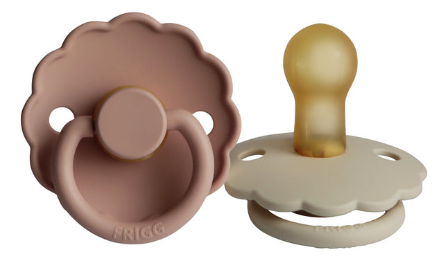FRIGG Sucette + 0 mois Daisy latex Blush/Cream - 2 pièces