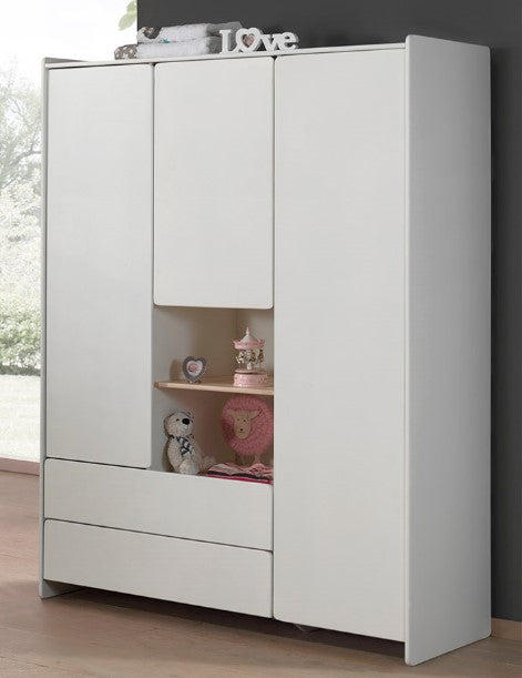 Jaxx 3-delige babykamer (bed + commmode met verlengstuk + kast met 3 deuren) Kiddy wit