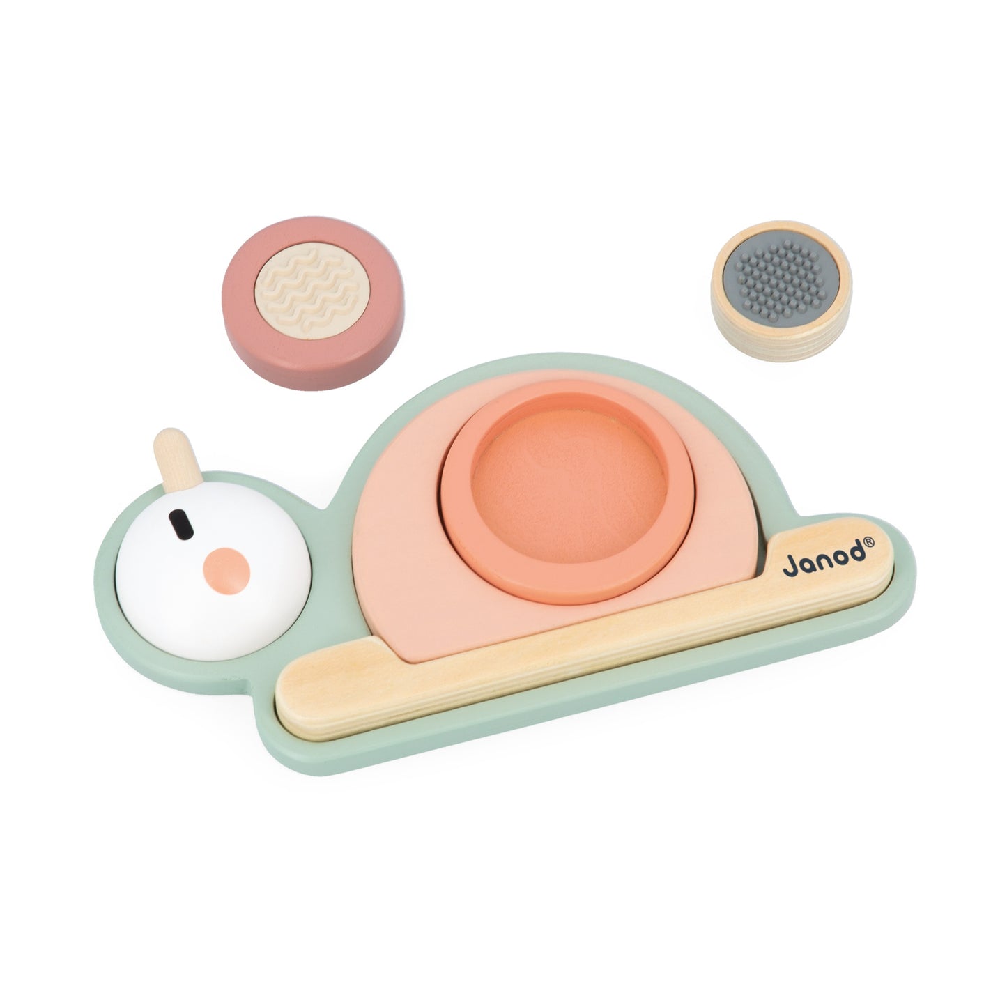 Janod Stapelblokken Sensorische houten stapelslak Sweet Cocoon