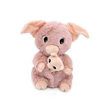 Les Déglingos Knuffel Barbekiou Pig Mom & Baby Pink Ptipotos