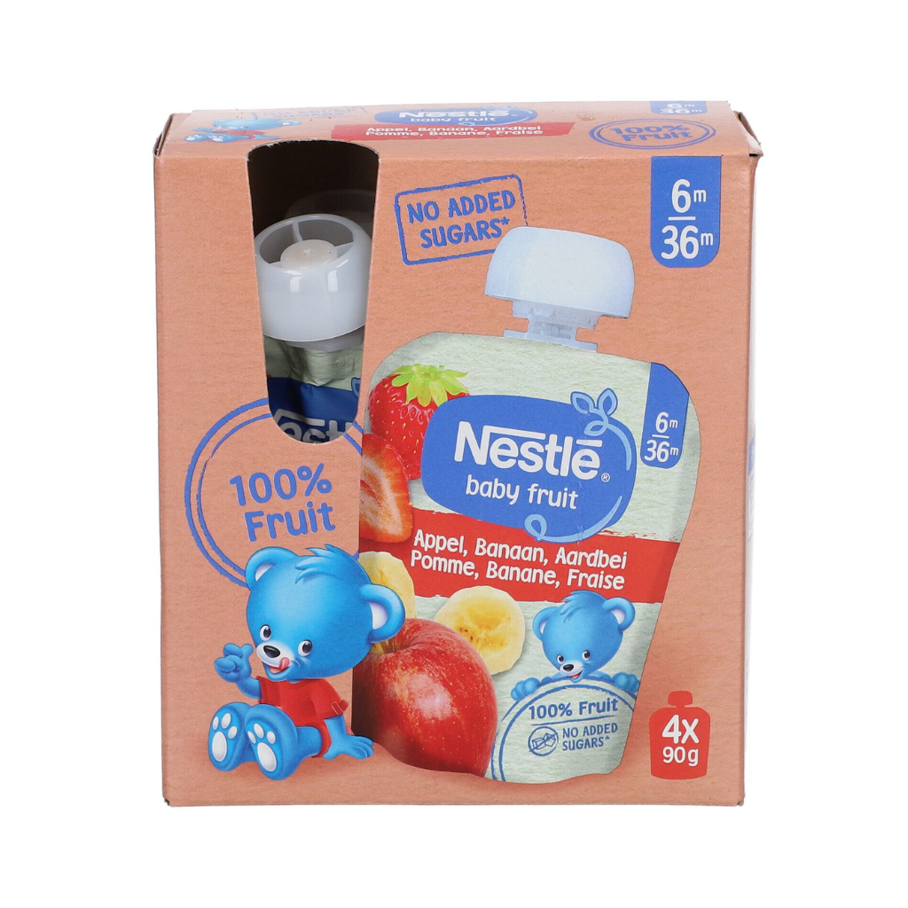 Nestle Compote BABY FRUIT Appel Banaan Aardbei 90g - 4 stuks