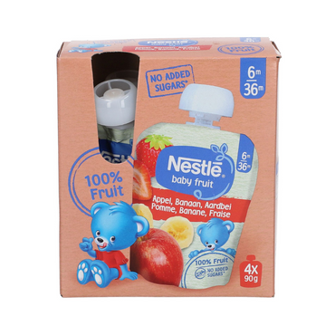 Nestle Compote BABY FRUIT Appel Banaan Aardbei 90g - 4 stuks