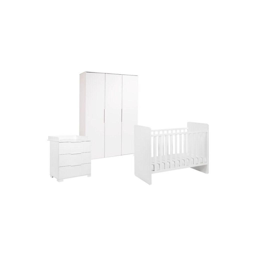Transland 3-delige babykamer (meegroeibed + commode + kast met 3 deuren) Alix