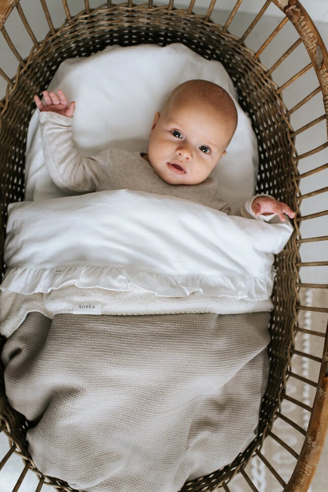 Koeka Laken voor wieg of park Ruffle Warm White