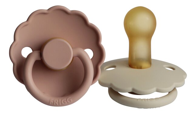 FRIGG Sucette + 6 mois Daisy latex Blush/Cream - 2 pièces