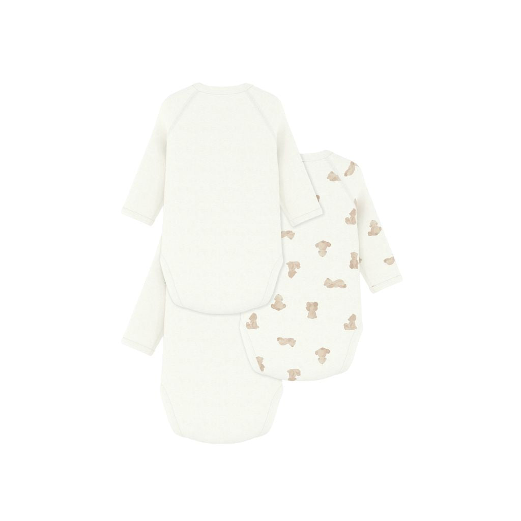 Petit Bateau Body cache-coeur et manches longues Ours - 3 pièces
