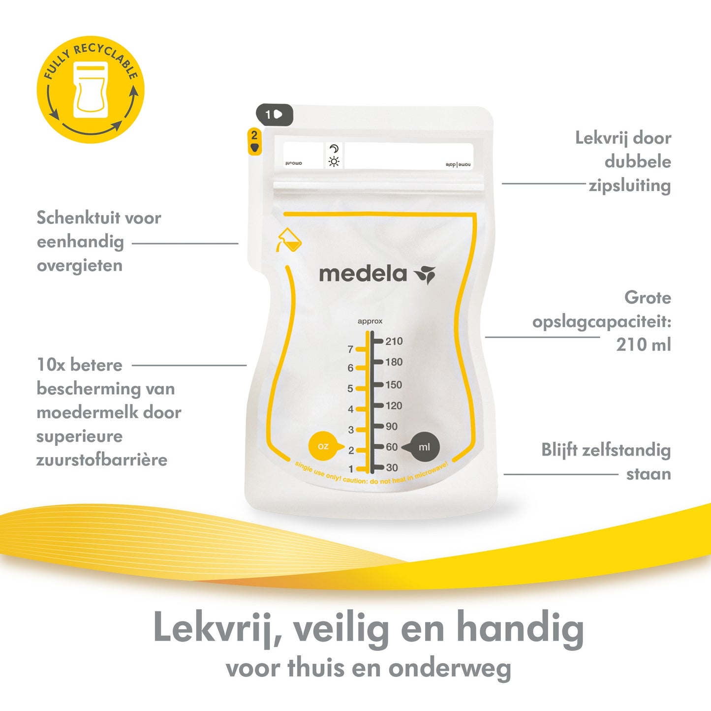 Medela Sachets de conservation pour lait maternel avec bec verseur 210 ml - 50 pièces