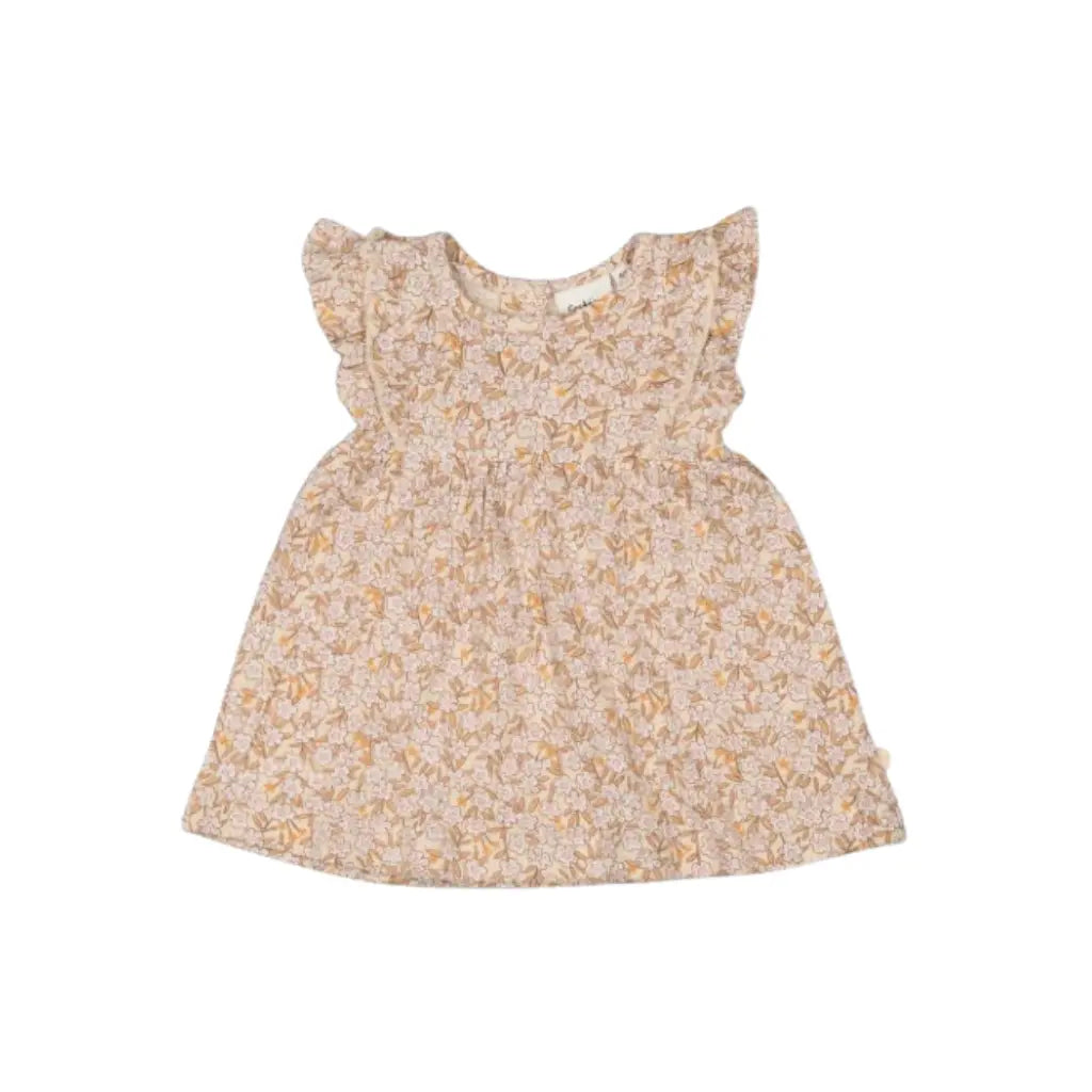 Feetje Jurk ruches AOP - Flower Field m 86 Cream Meisjes