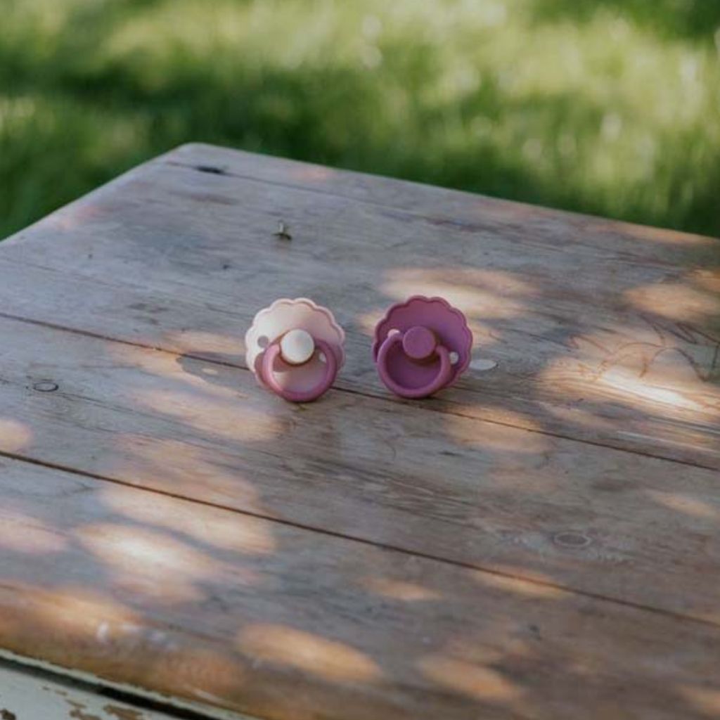 FRIGG Fopspeen 6 - 18 maanden Daisy siliconen Peony/Cedar - 2 stuks