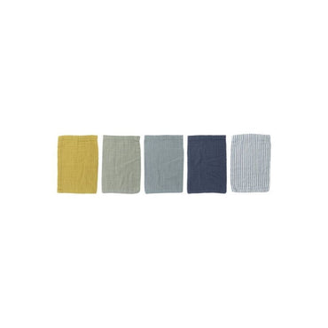 Dreambee Hydrofiel Washandje Essentials oker/blauw/grijs - 5 stuks