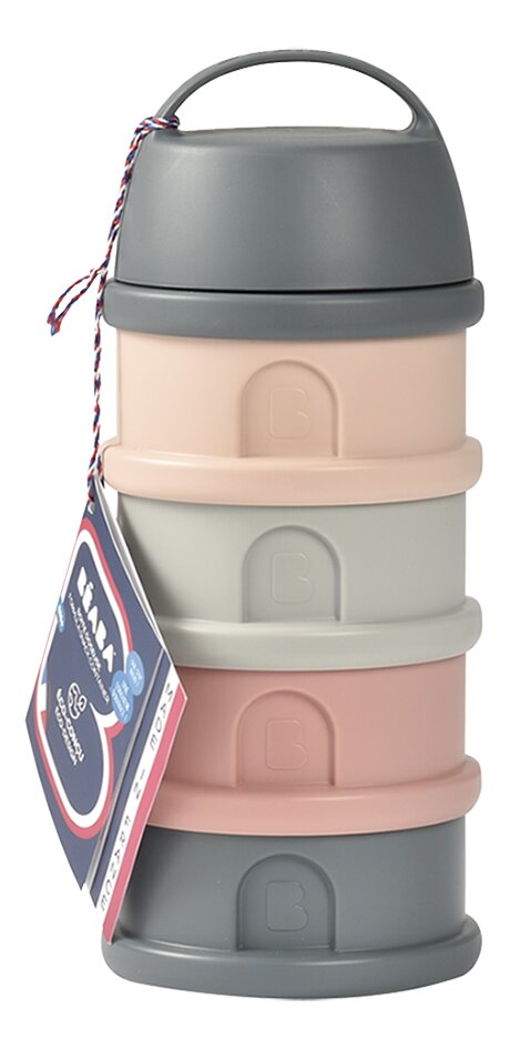 Béaba Doseerdoos voor poedermelk 4 compartimenten Mineral Gray/Pink
