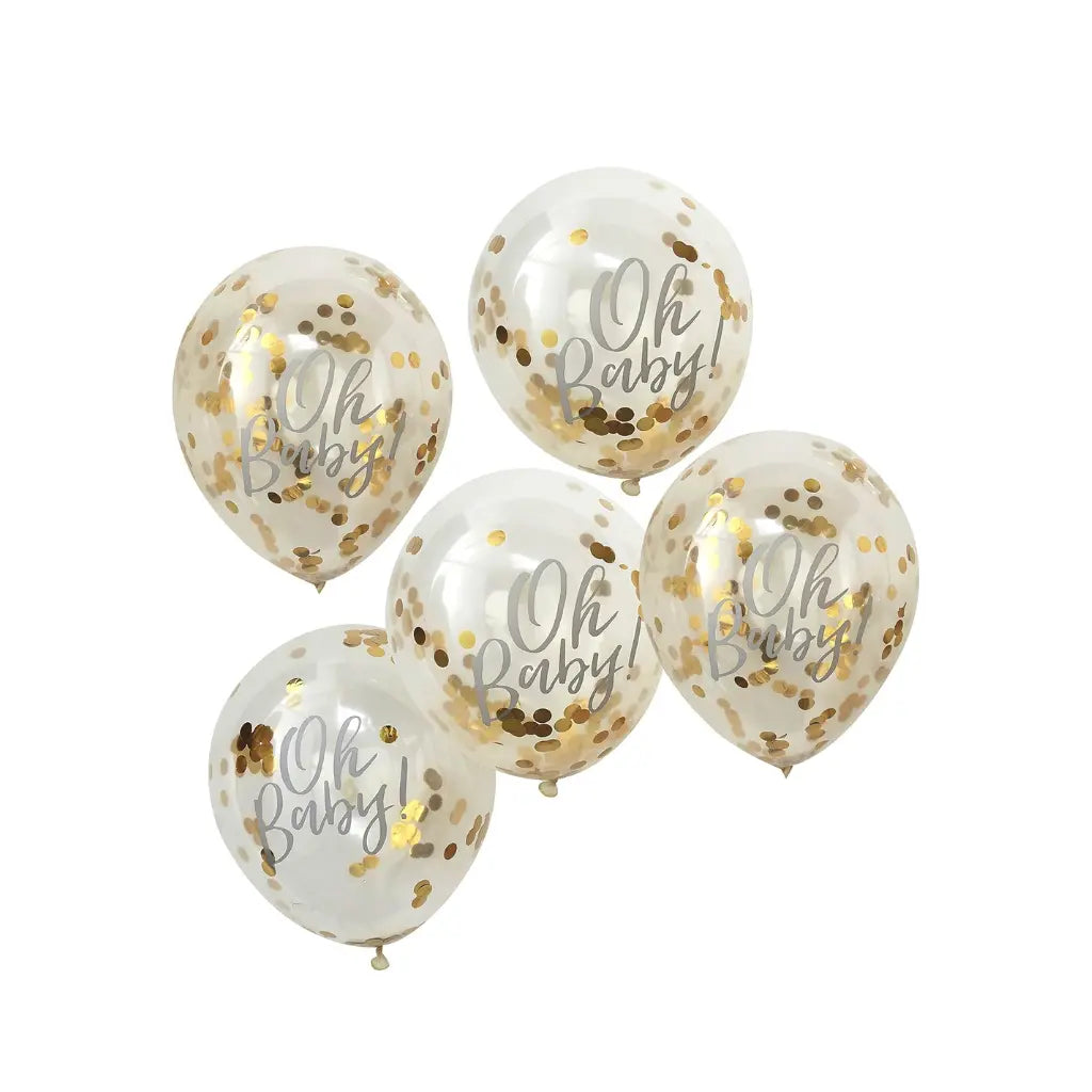 Ginger Ray Confettiballonnen, Oh baby!, goud