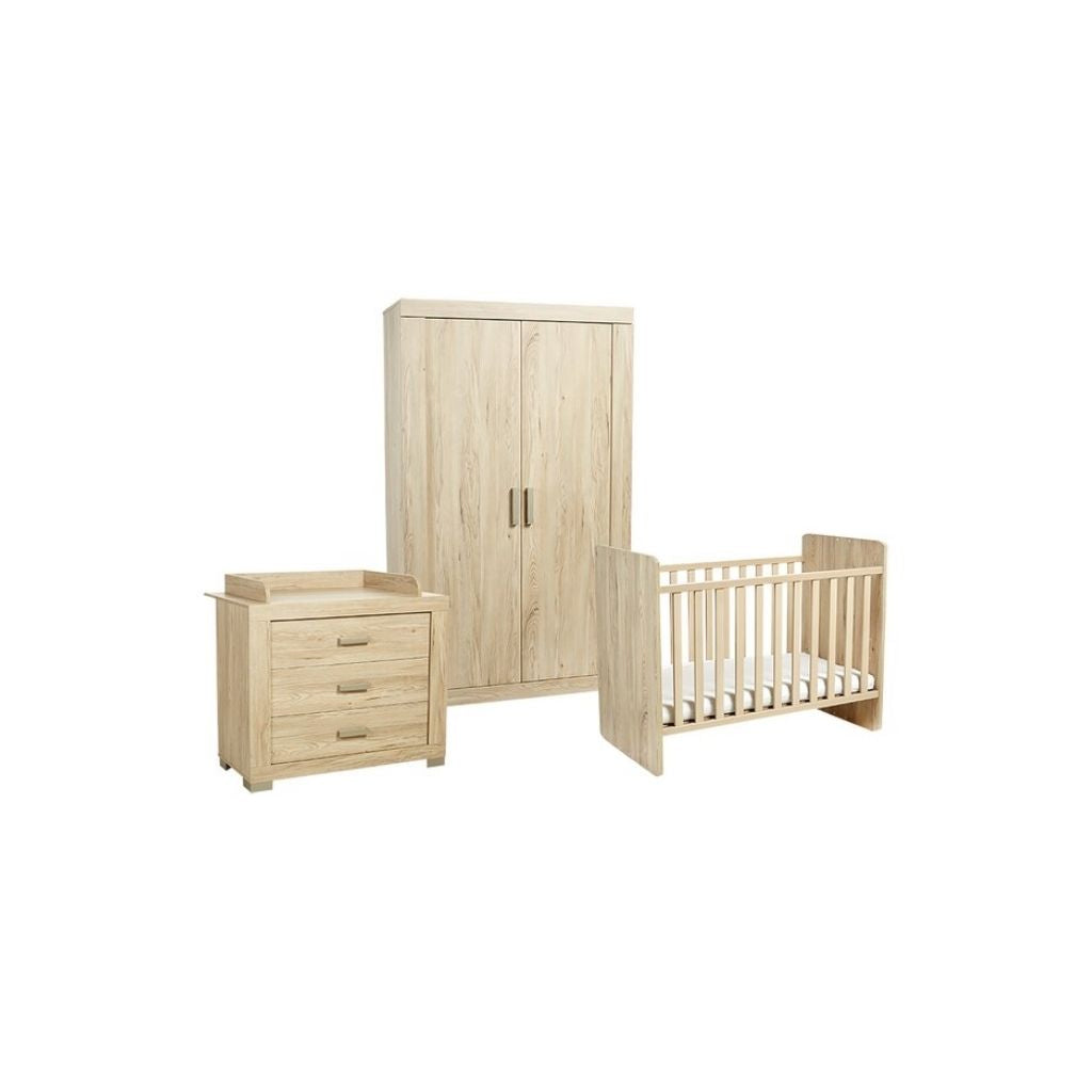 Transland Chambre de bébé 3 pièces (lit évolutif + commode + armoire 2 portes) Tyra