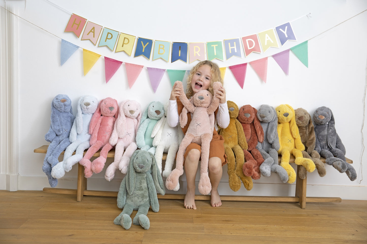 Happy Horse Peluche Lapin Richie Vieux Rose 58 cm