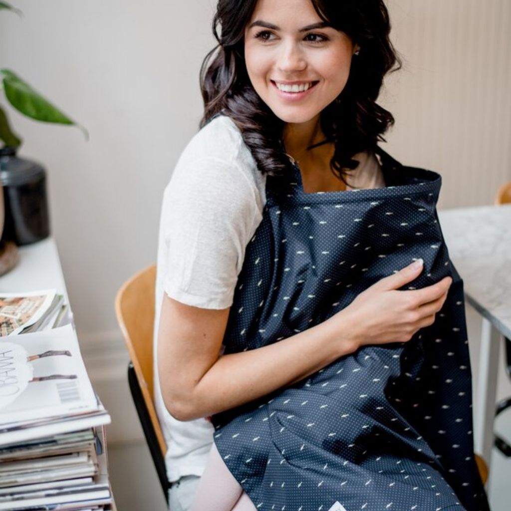 Baby on the Move Châle/écharpe d'allaitement bleu/écru