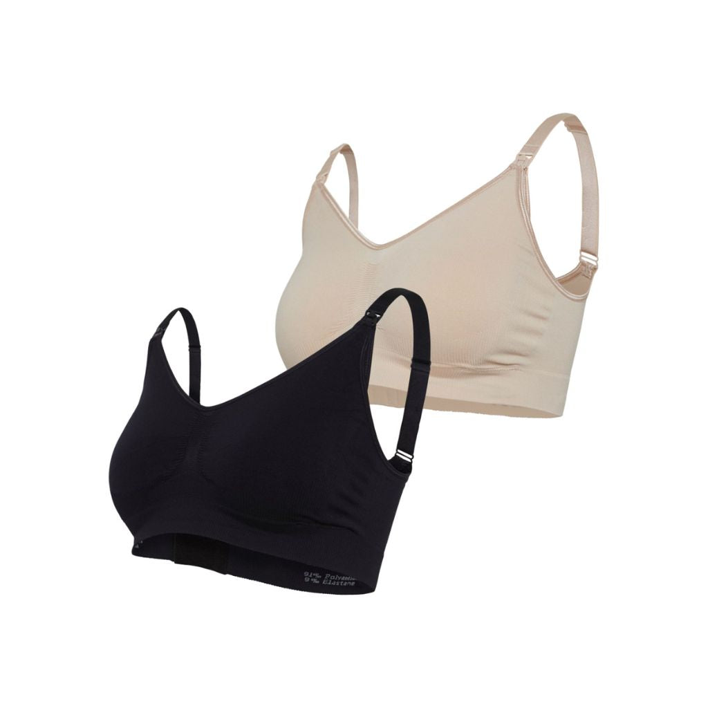 Carriwell Duo de soutiens-gorge d’allaitement – 1x noir et 1x miel, fermeture réglable