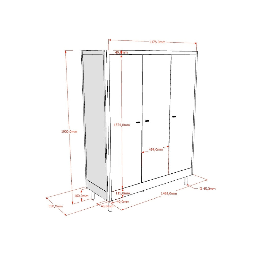 JAXX Armoire 3 portes Forrest Chêne