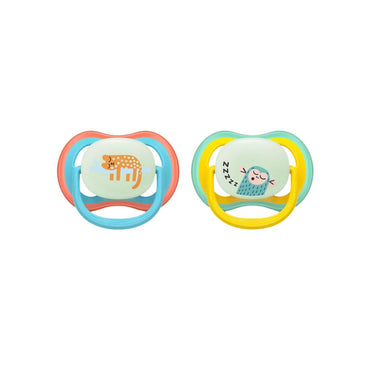 AVENT Sucette Ultra Air Nighttime Glow in the Dark +18 M singe/chat - 2 pièces