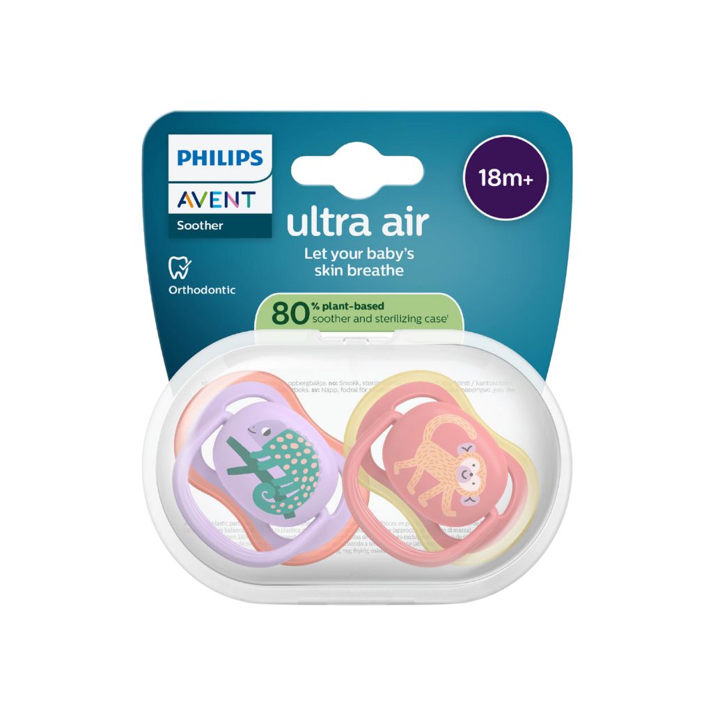 AVENT Sucette +18 mois Ultra Air Lilas/fuchsia design - 2 pièces