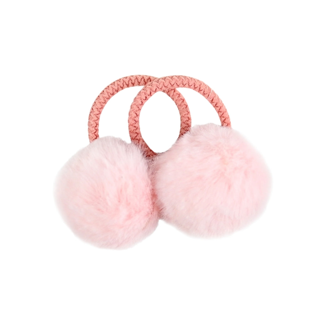 Busy Lizzie Élastiques à cheveux avec pompon rose poudré – 2 pièces
