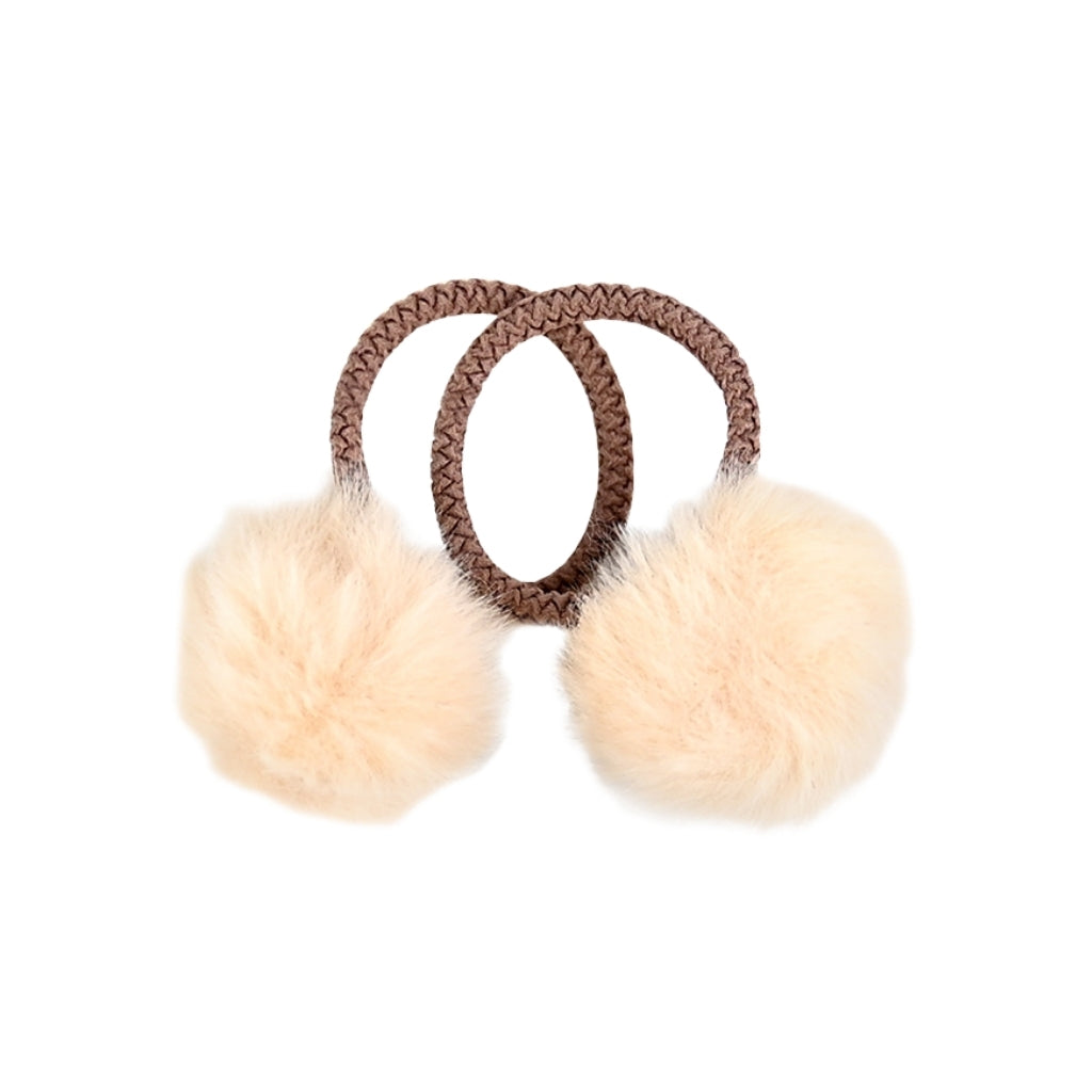 Busy Lizzie Élastiques à cheveux avec pompon Crème – 2 pièces