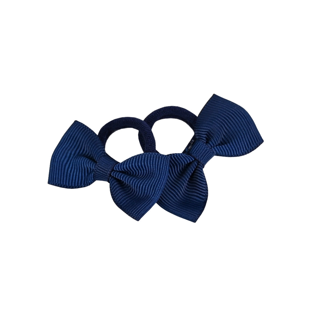 Busy Lizzie Élastiques à cheveux avec nœud bleu foncé – 2 pièces