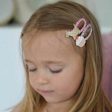 Busy Lizzie Haarclips met Cupcake Paars – 2 stuks