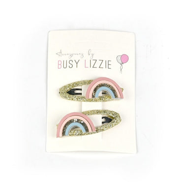Busy Lizzie Haarclips met Regenboog Goud – 2 stuks