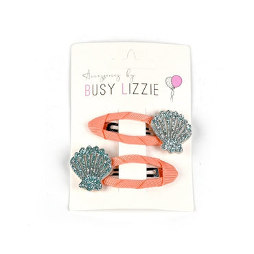Busy Lizzie Haarclips met Schelp Oranje – 2 stuks