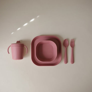 Mushie Set fourchette et cuillère Dusty Rose – 2 pièces